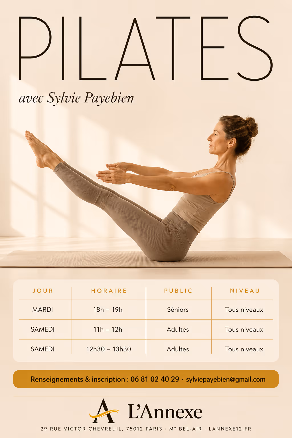 Affiche Pilates — Sylvie Payebien