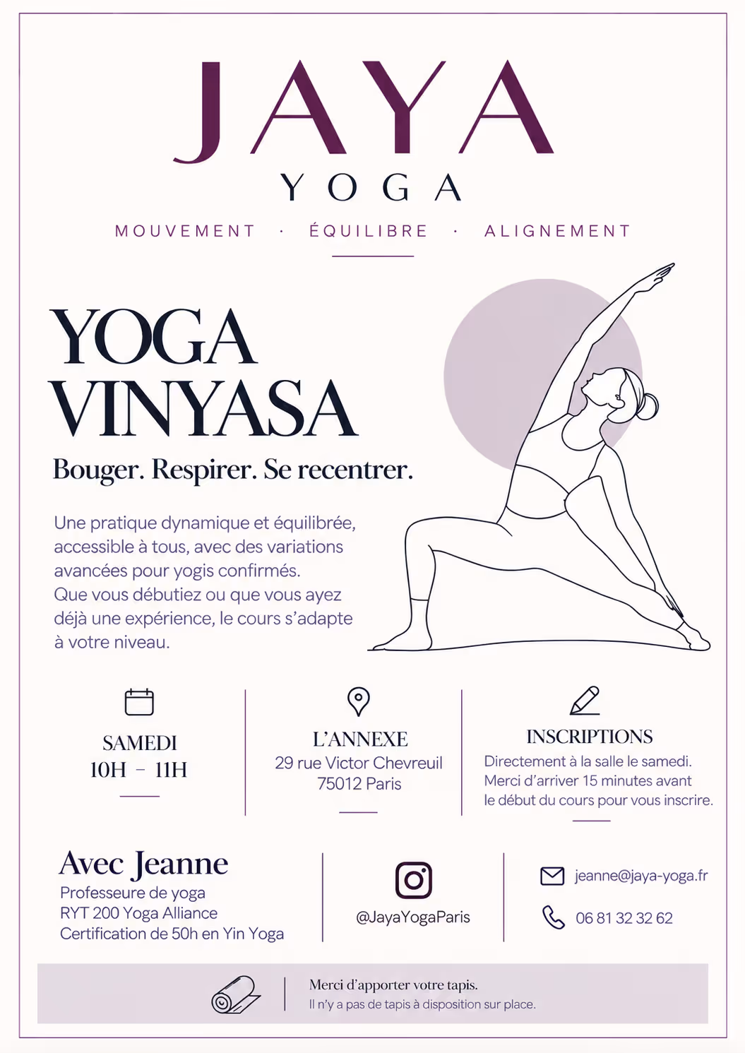 Flyer de Jeanne — bien-être à L'Annexe