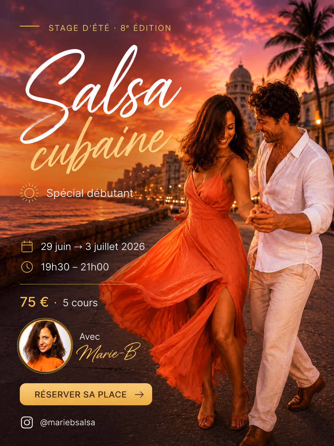 Affiche du stage Stage d'été — Salsa cubaine spécial débutant