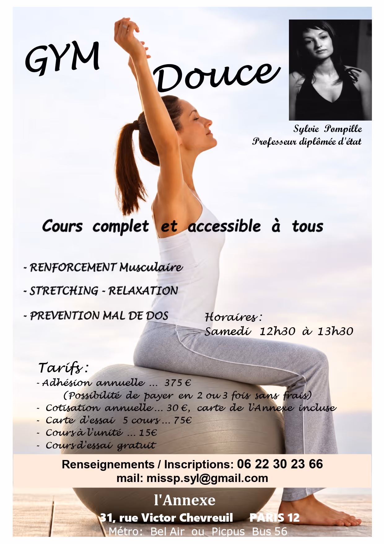 Flyer de Sylvie Pompille — Gym douce à L'Annexe
